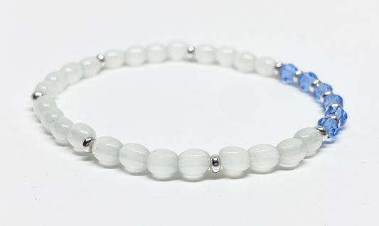 Swarovski Crystal Round Beaded Accent Bracelet in Light Sapphire or Emerald AB