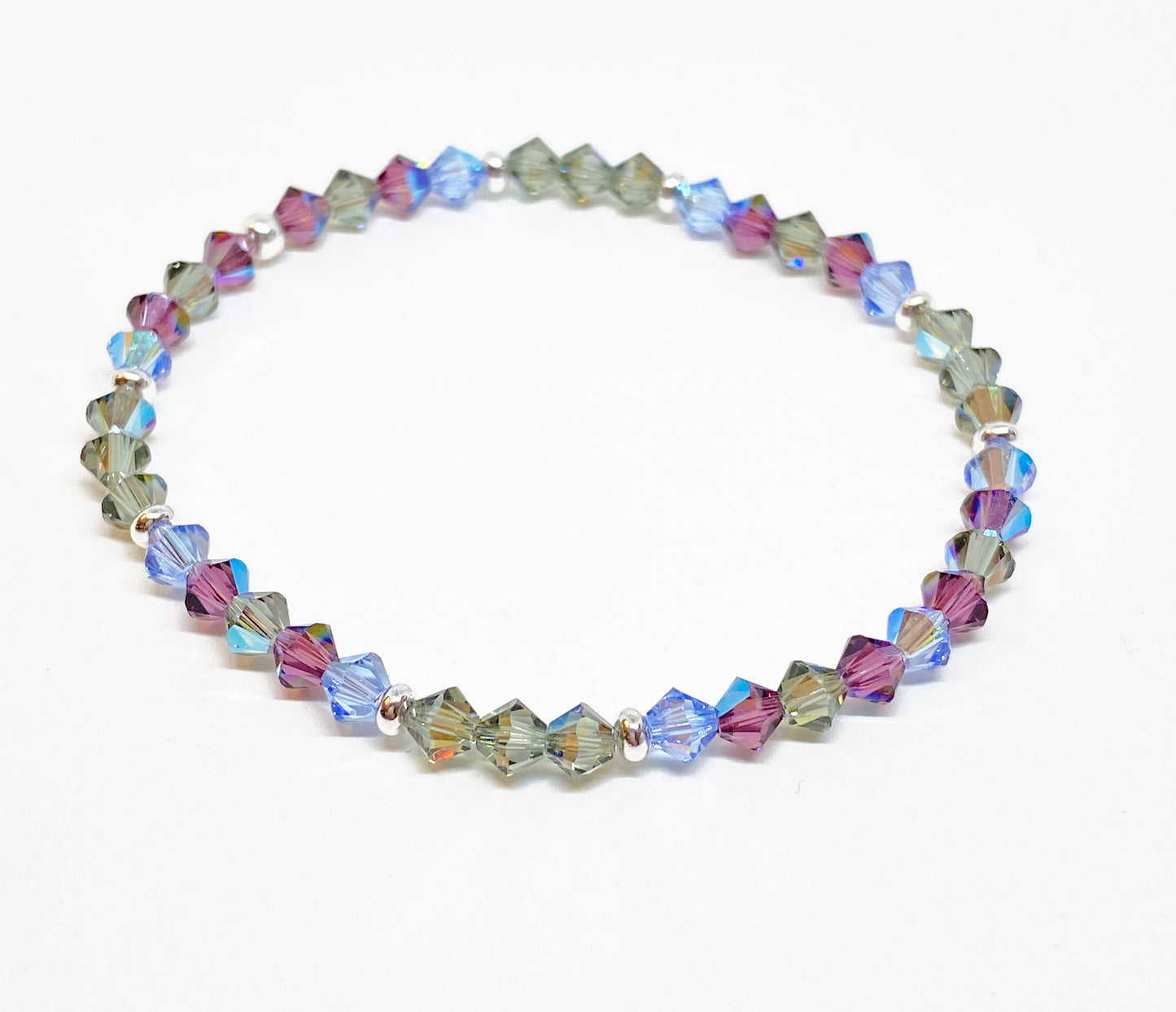 4mm Swarovski Crystal Stretch Solid Accent Bracelet in Twilight