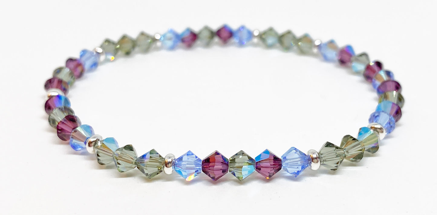 4mm Swarovski Crystal Stretch Solid Accent Bracelet in Twilight