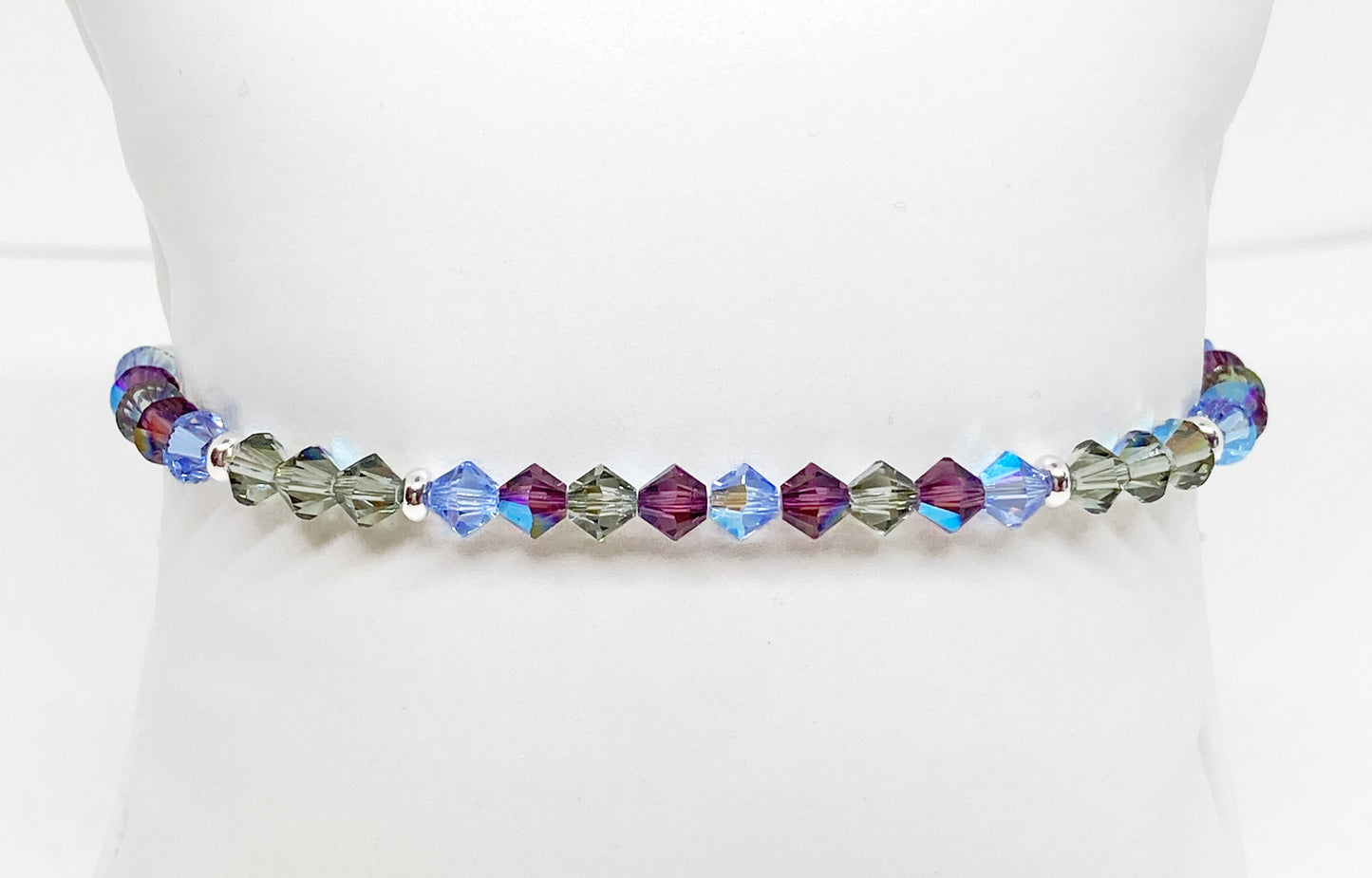 4mm Swarovski Crystal Stretch Solid Accent Bracelet in Twilight