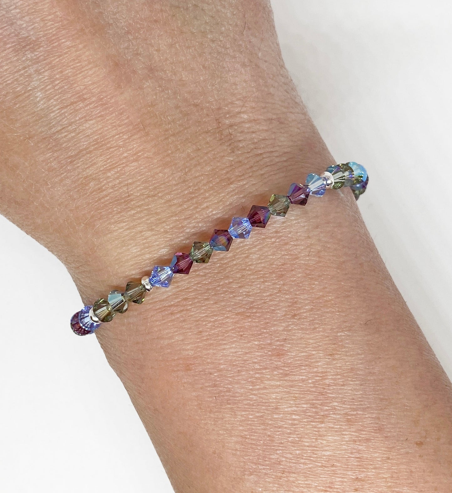 4mm Swarovski Crystal Stretch Solid Accent Bracelet in Twilight