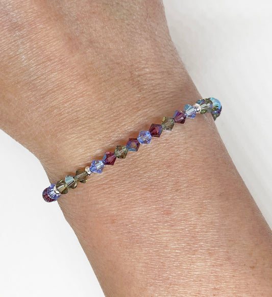 4mm Swarovski Crystal Stretch Solid Accent Bracelet in Twilight