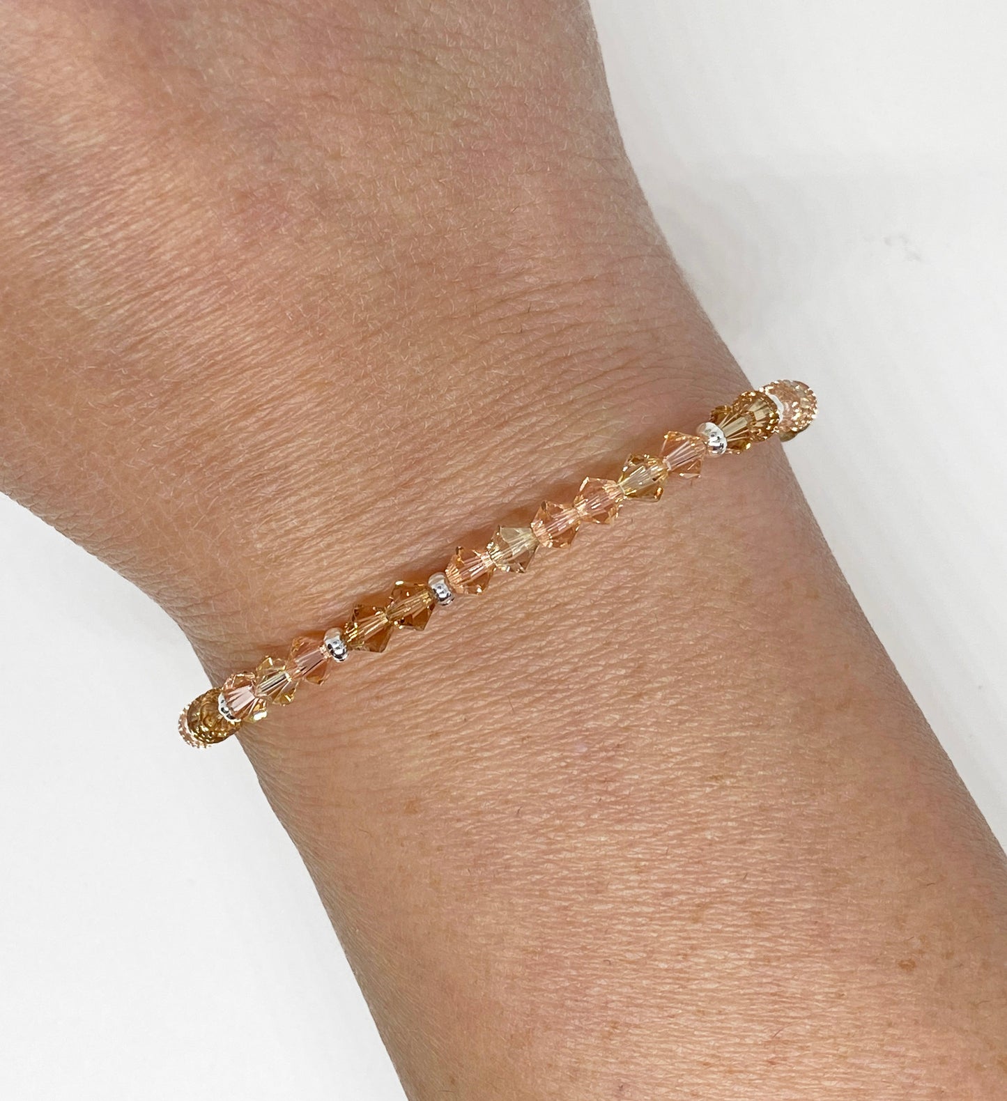 4mm Swarovski Crystal Stretch Solid Accent Bracelet in Sunkissed