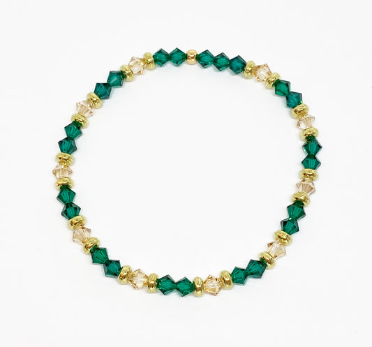 Swarovski Crystal Holiday Accent Bracelet in Emerald and Gold