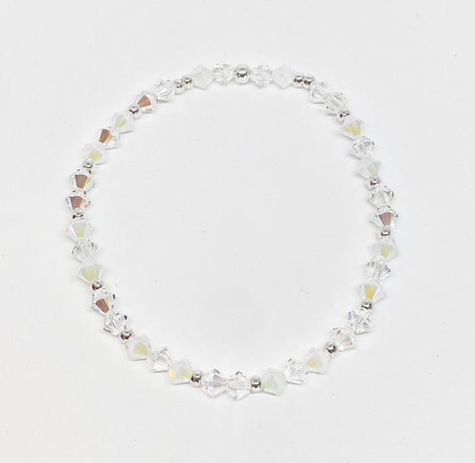 Swarovski Crystal Stretch Accent Bracelet in Snowflake Sparkle, with White Opal and Clear Swarovski Crystals