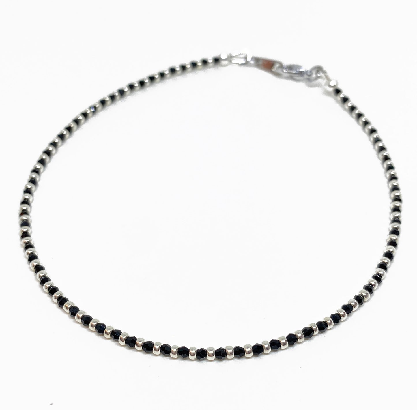 Swarovski Crystal Ankle Bracelet in Jet Black and Silver