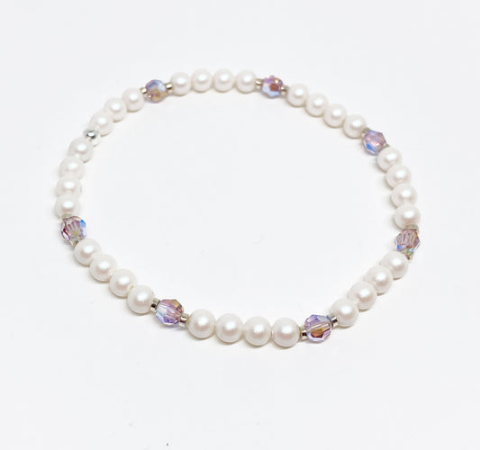 Swarovski Pearl and Crystal Accent Bead Bracelet in Pearlized White