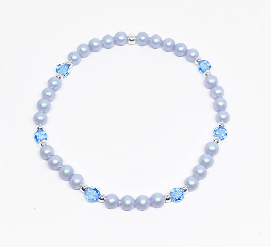 Swarovski Pearl and Crystal Accent Bead Bracelet in Iridescent Dreamy Blue
