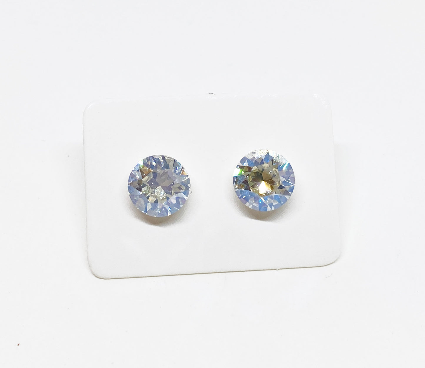 8mm Swarovski Crystal Stud Earrings in Crystal Moonlight, set in Sterling Silver