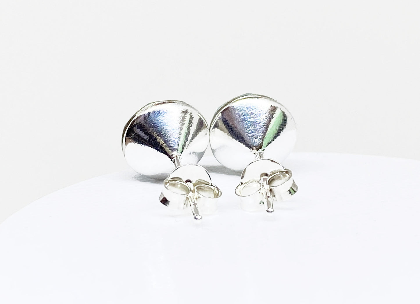 8mm Swarovski Crystal Stud Earrings in Light Azore Glacier Blue, set in Sterling Silver