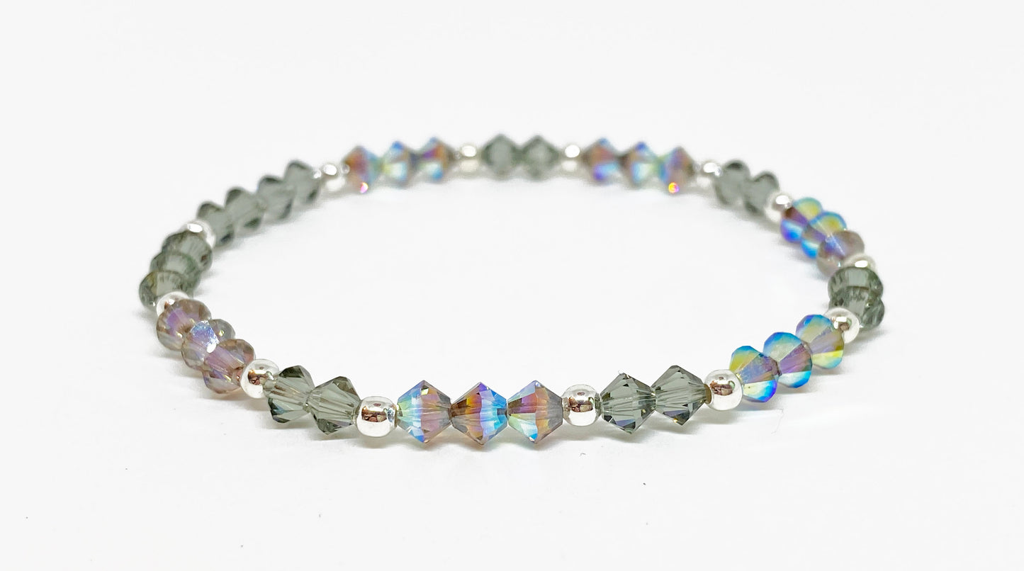 Swarovski Crystal Stretch Solid Accent Bracelet in Starlight