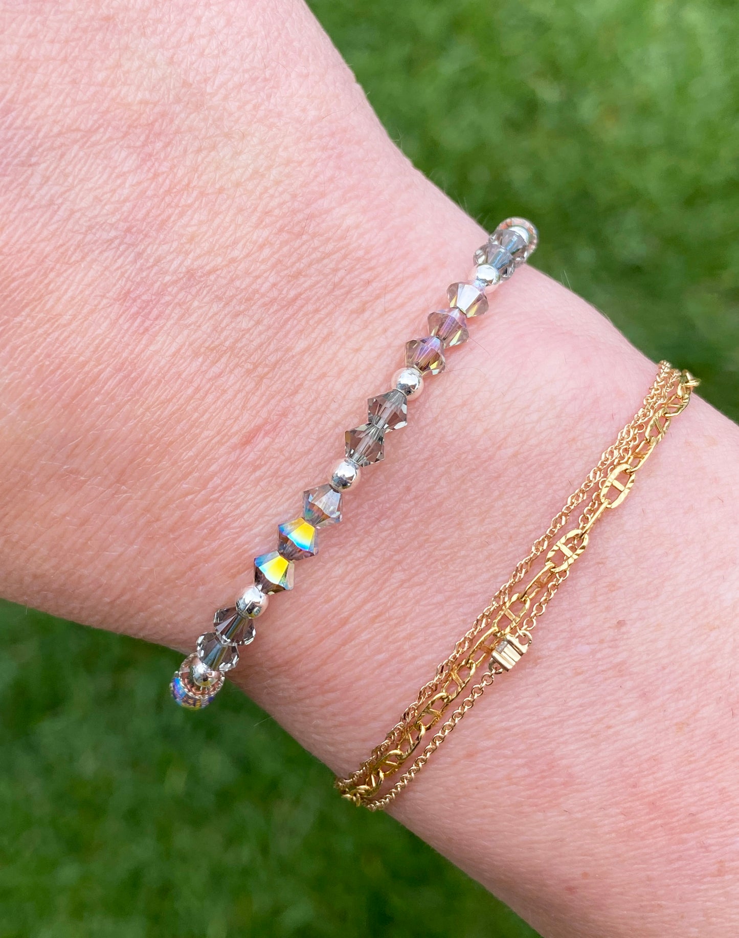 Swarovski Crystal Stretch Solid Accent Bracelet in Starlight
