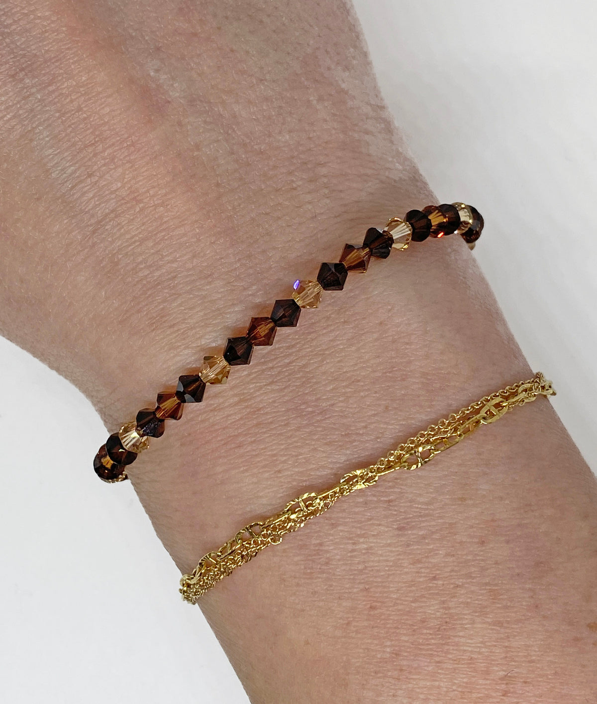 Swarovski Crystal Stretch Accent Bracelet in Mocha Latte