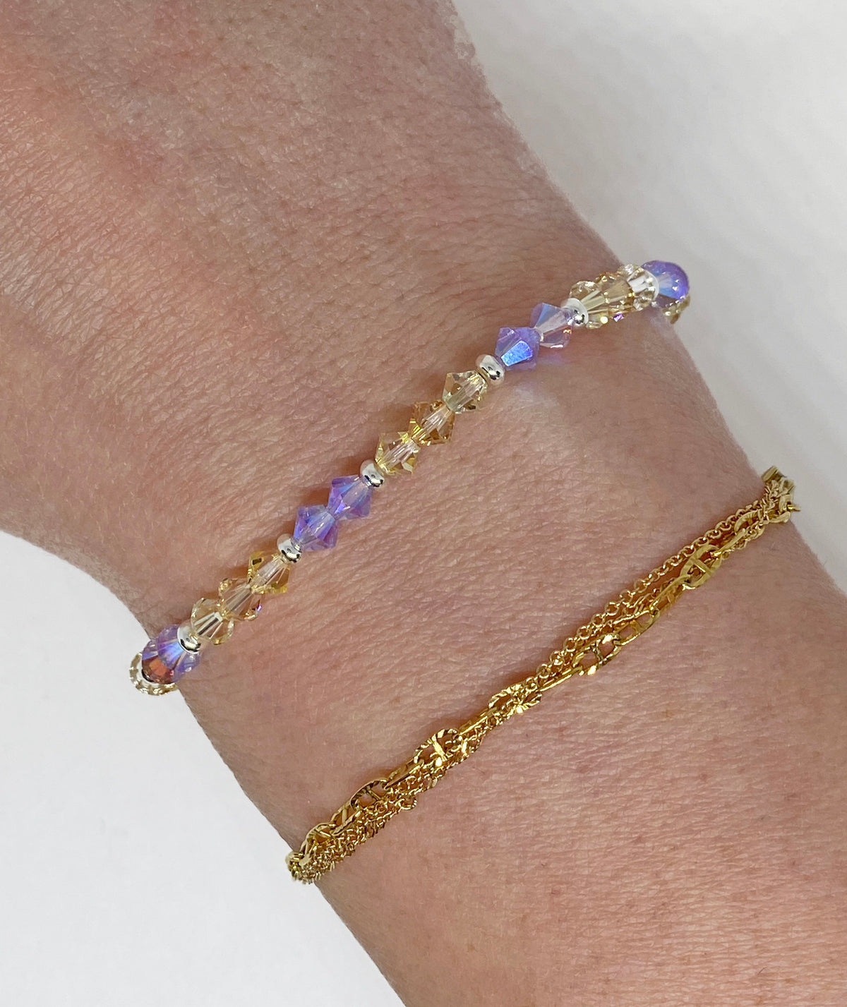 Swarovski Crystal Stretch Accent Bracelet in Frosted Violet