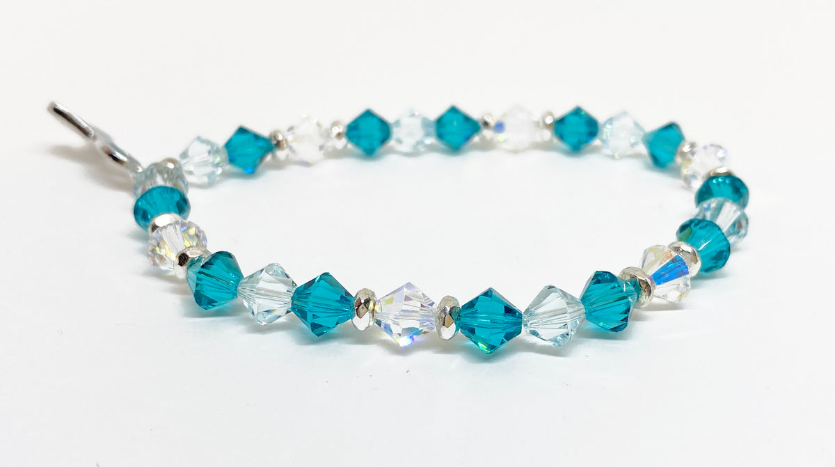 Swarovski Crystal 6mm Charity Beaded Bracelet in Treasured Teal for Ovarian Cancer Awareness