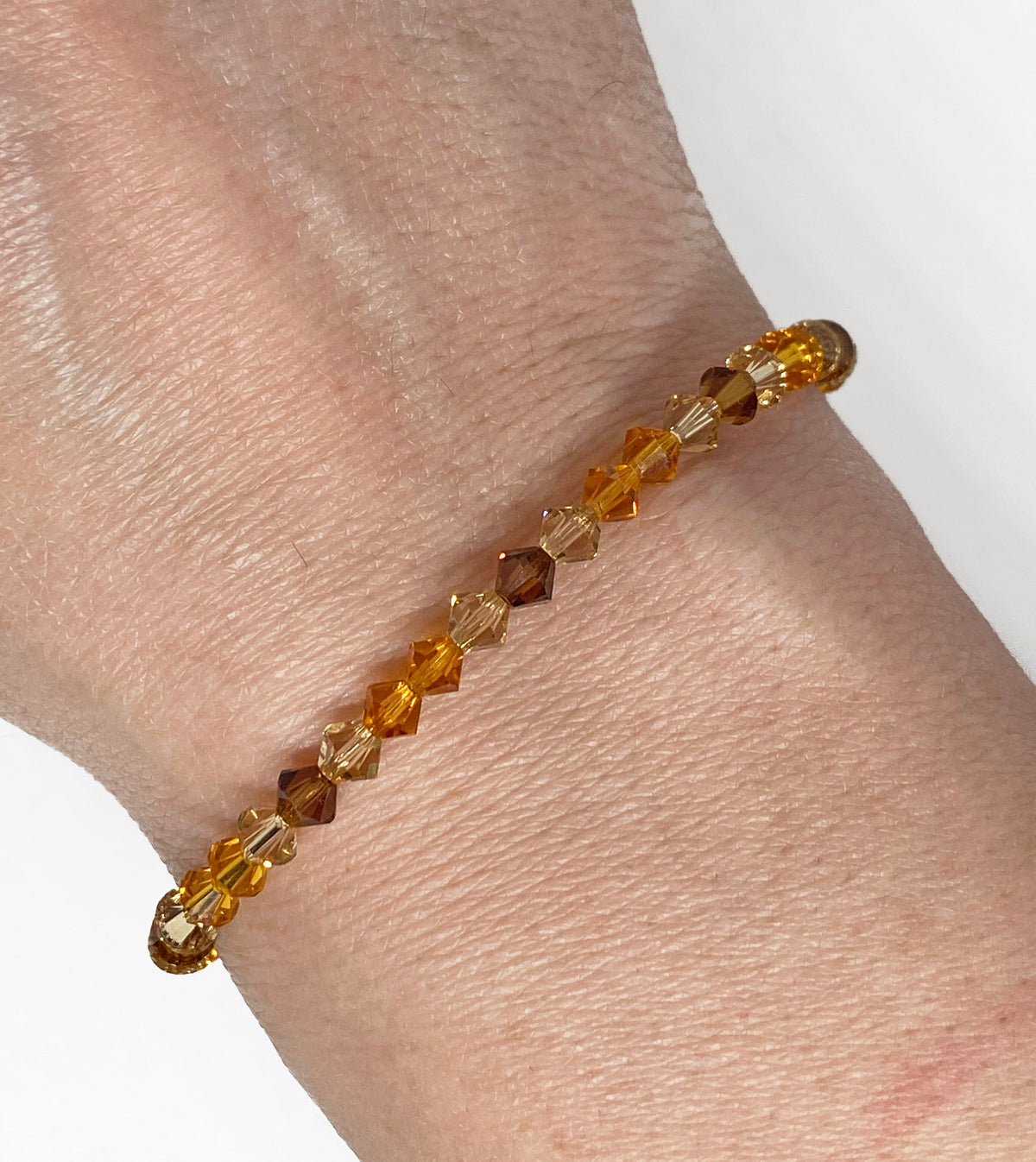 Swarovski Crystal Beaded Bracelet in Harvest Leaves