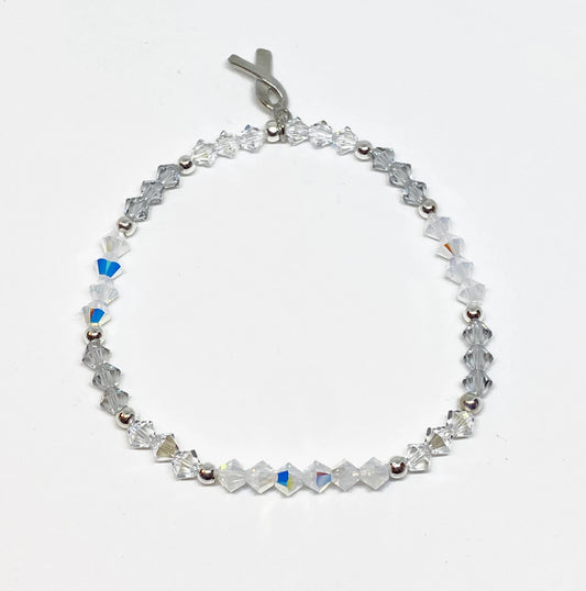 Swarovski Crystal Limited Edition Charity Beaded Bracelet in Opalescent for Lung Cancer Awareness