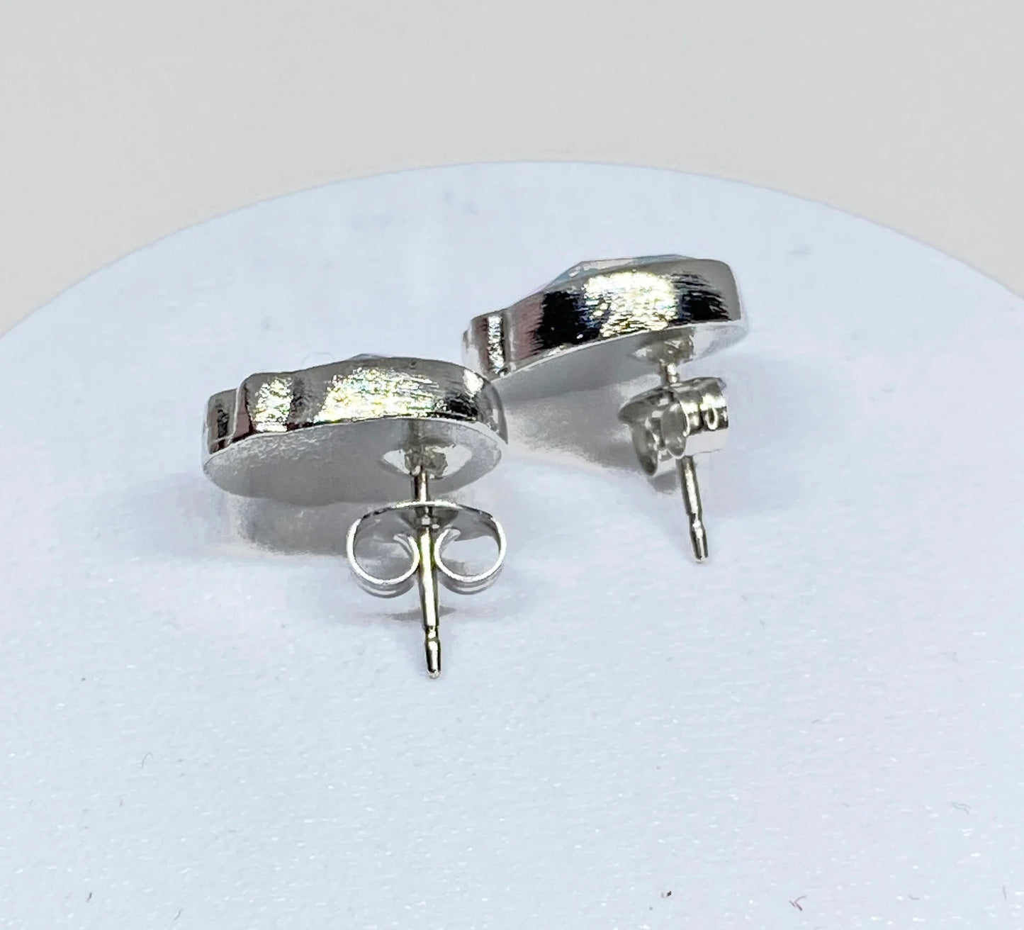 12x10mm Swarovski Crystal Skull Stud Earrings in Silver and Crystal AB