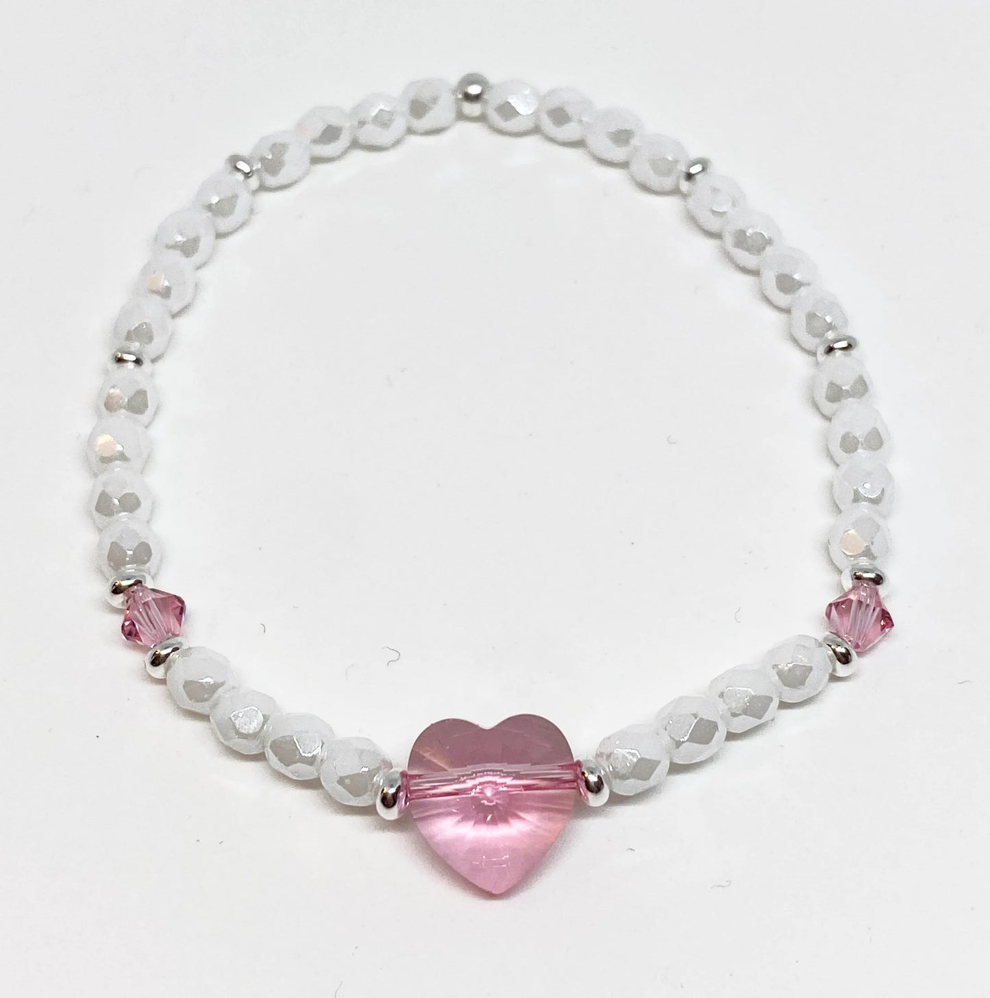 Swarovski Crystal Heart Bracelet in Light Rose and White Opal