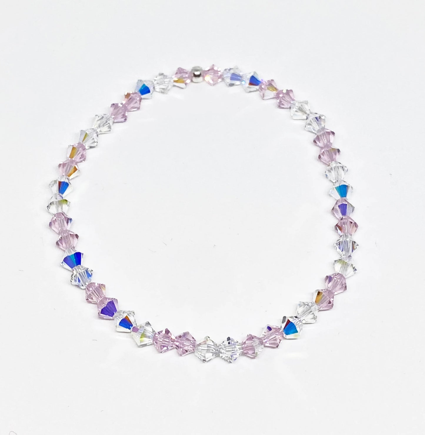 Swarovski Crystal Bracelet in Romance - with Rosaline Aurora Borealis and Crystal AB Swarovski Crystals
