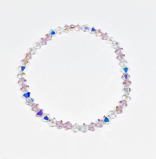 Swarovski Crystal Bracelet in Romance - with Rosaline Aurora Borealis and Crystal AB Swarovski Crystals