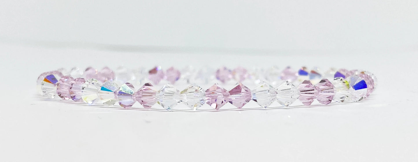 Swarovski Crystal Bracelet in Romance - with Rosaline Aurora Borealis and Crystal AB Swarovski Crystals
