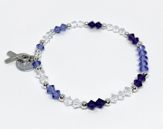 Swarovski Crystal Limited Edition Charity Beaded Bracelet in Purple Velvet for Alzheimers Awareness