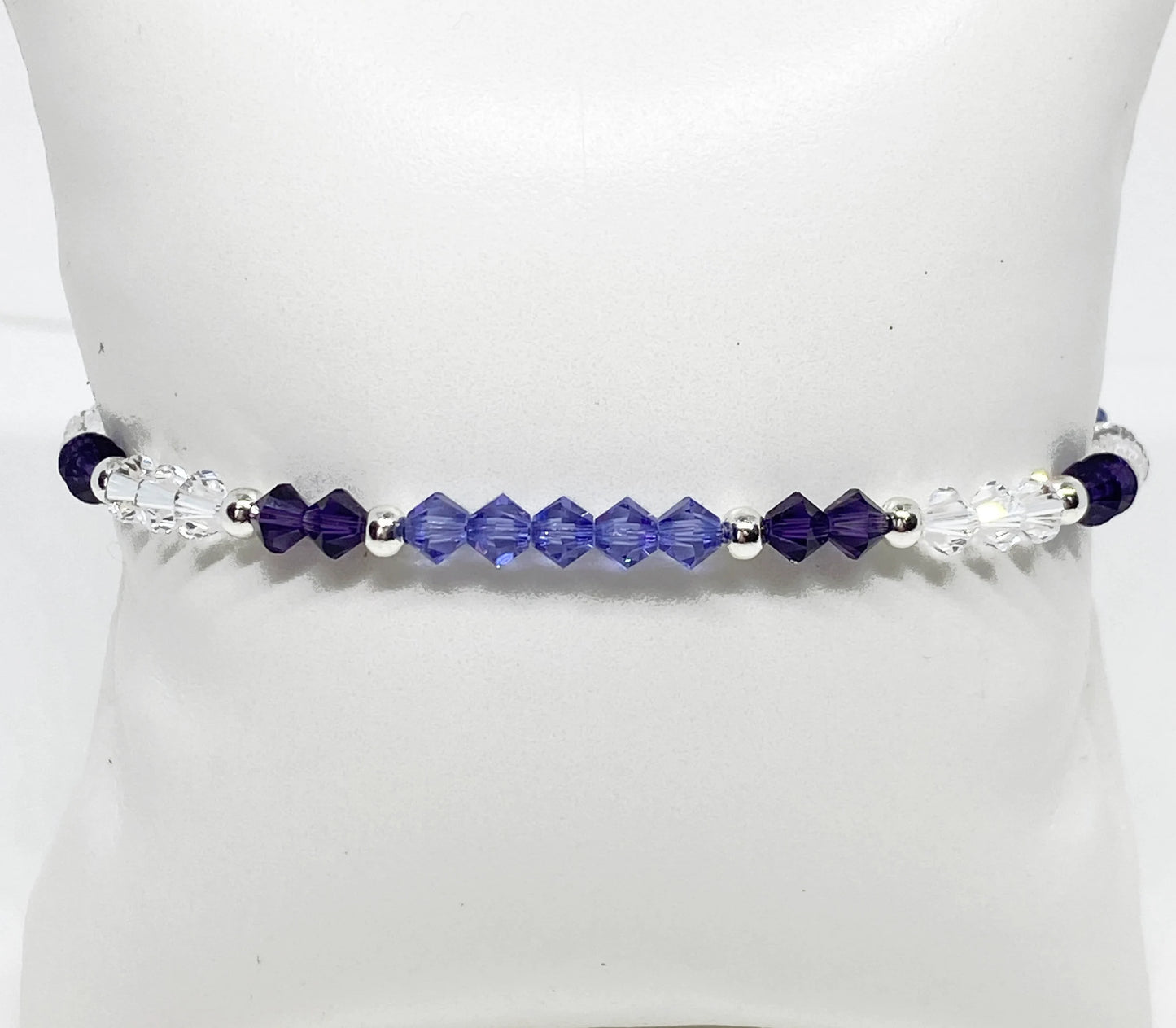 Swarovski Crystal Limited Edition Charity Beaded Bracelet in Purple Velvet for Alzheimers Awareness