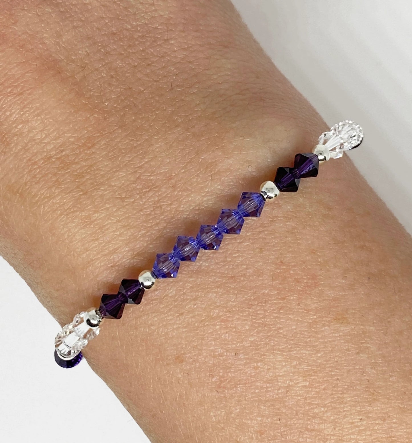 Swarovski Crystal Limited Edition Charity Beaded Bracelet in Purple Velvet for Alzheimers Awareness