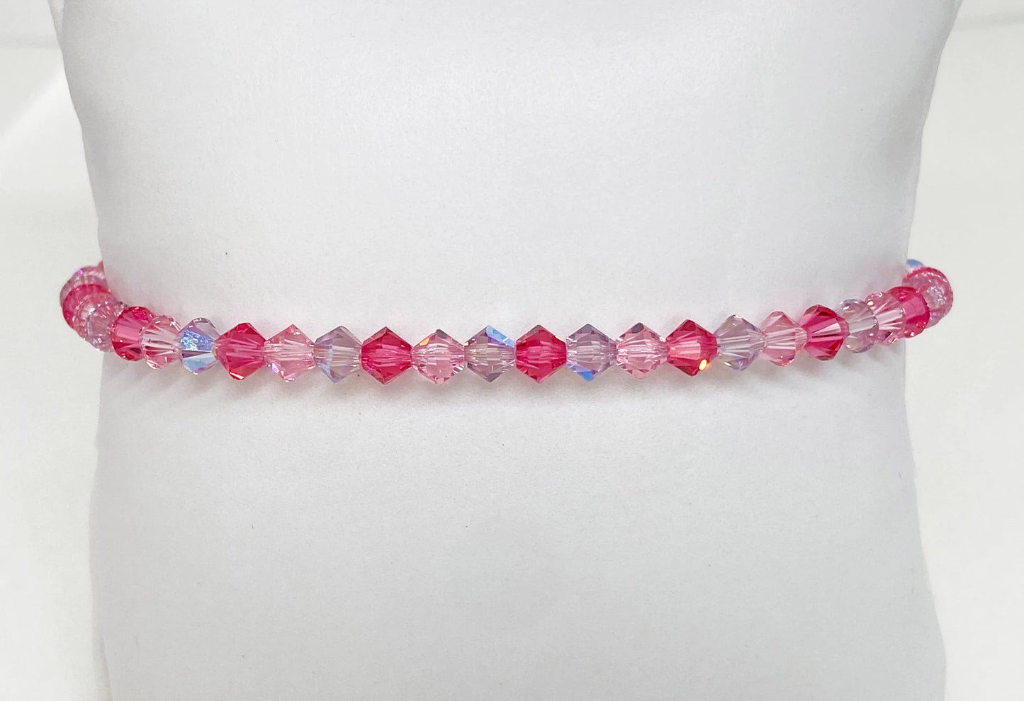 Swarovski Crystal Bracelet in Candy Heart - with Indian Pink, Light Rose, and Light Amethyst Shimmer Swarovski Crystals