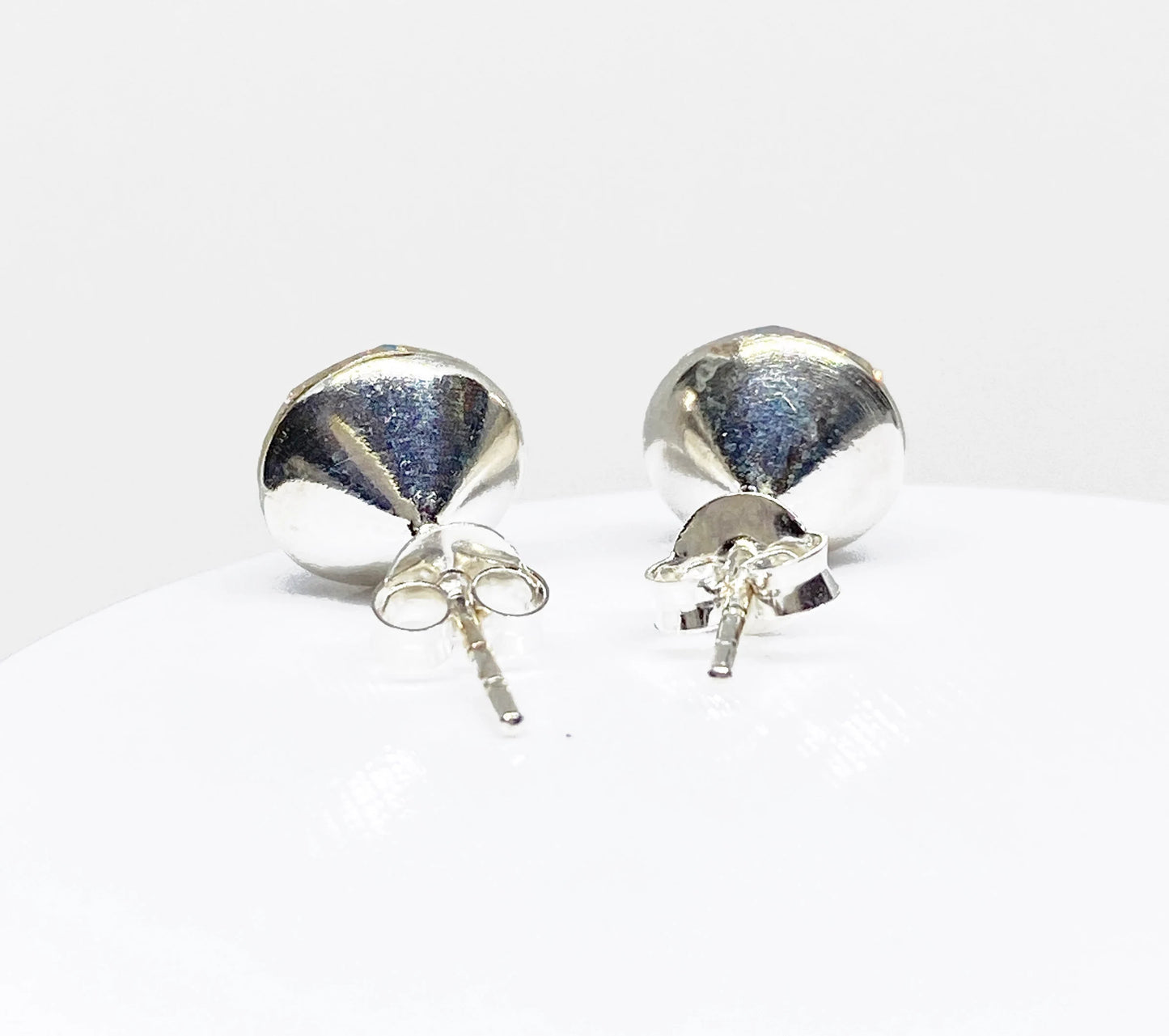 8mm Swarovski Crystal Stud Earrings in Crystal Aurora Borealis, set in Sterling Silver