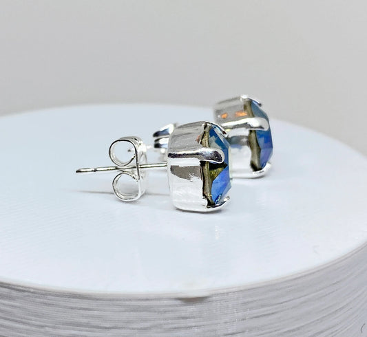 Swarovski Crystal 8mm Crystal Stud Earrings in Black Diamond Moonlight