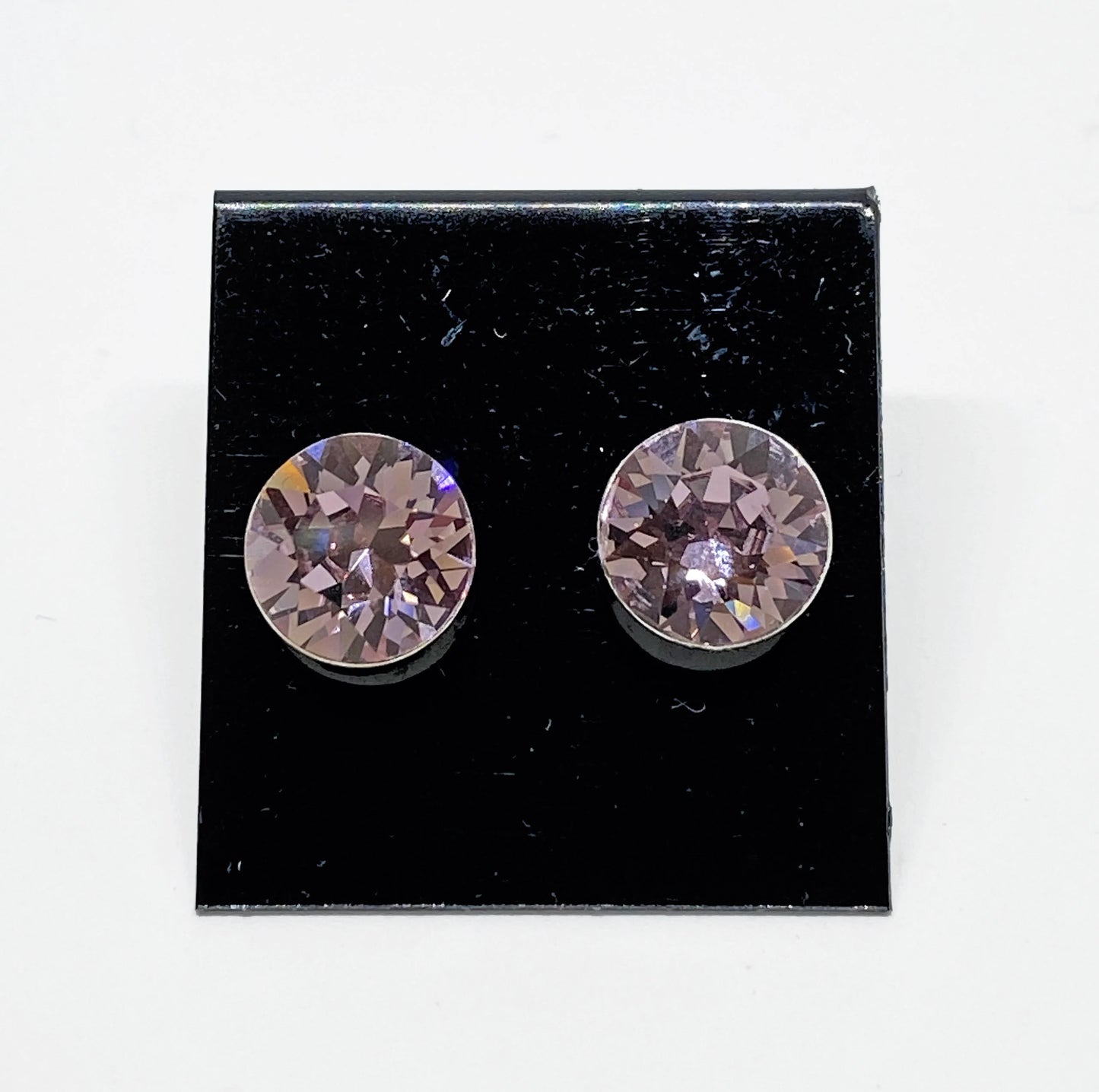 8mm Swarovski Crystal Stud Earrings in Light Amethyst, set in Sterling Silver