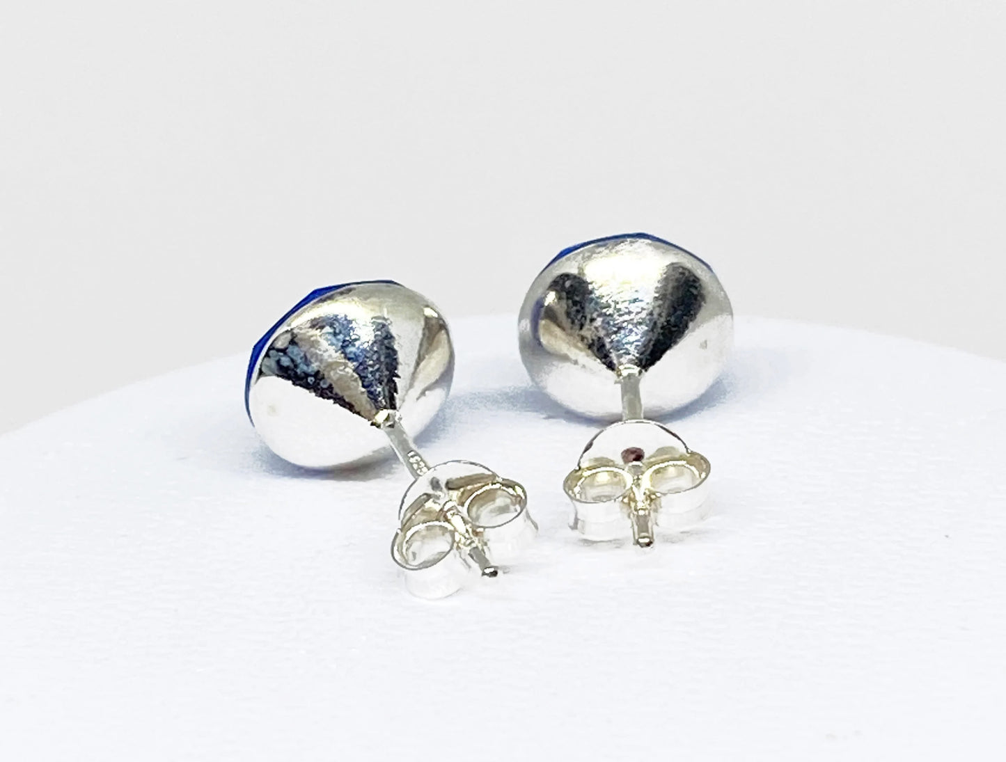 8mm Swarovski Crystal Stud Earrings in Royal Blue Delite, set in Sterling Silver