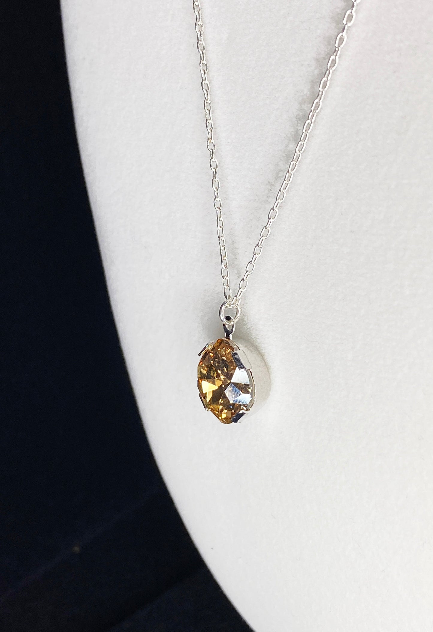 Swarovski Crystal Drop Pendant Necklace in Silver and Crystal Golden Shadow