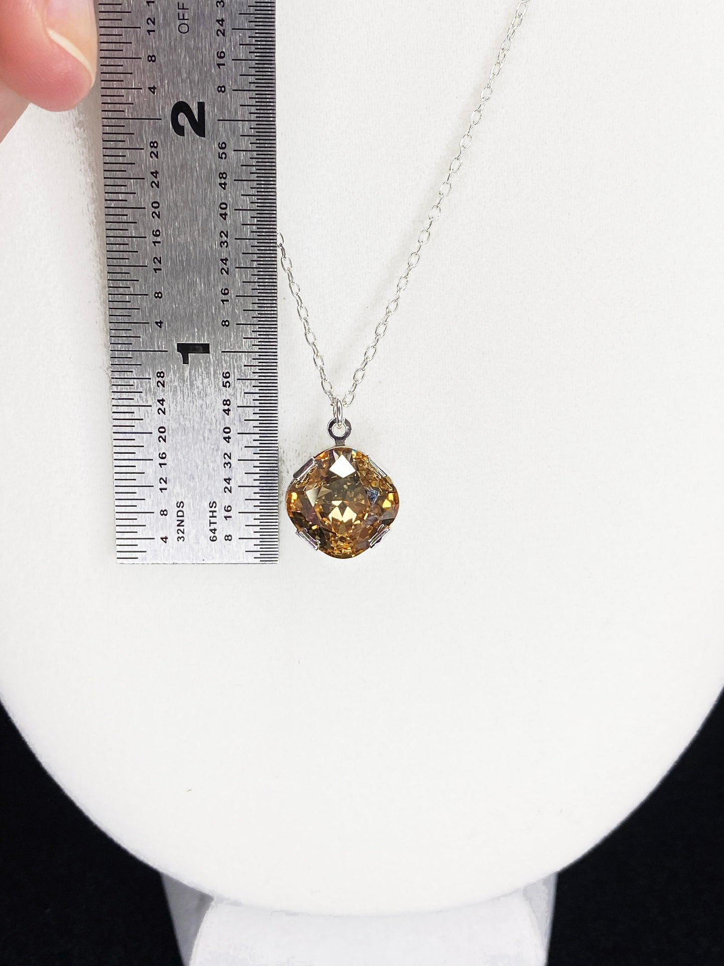 Swarovski Crystal Drop Pendant Necklace in Silver and Crystal Golden Shadow