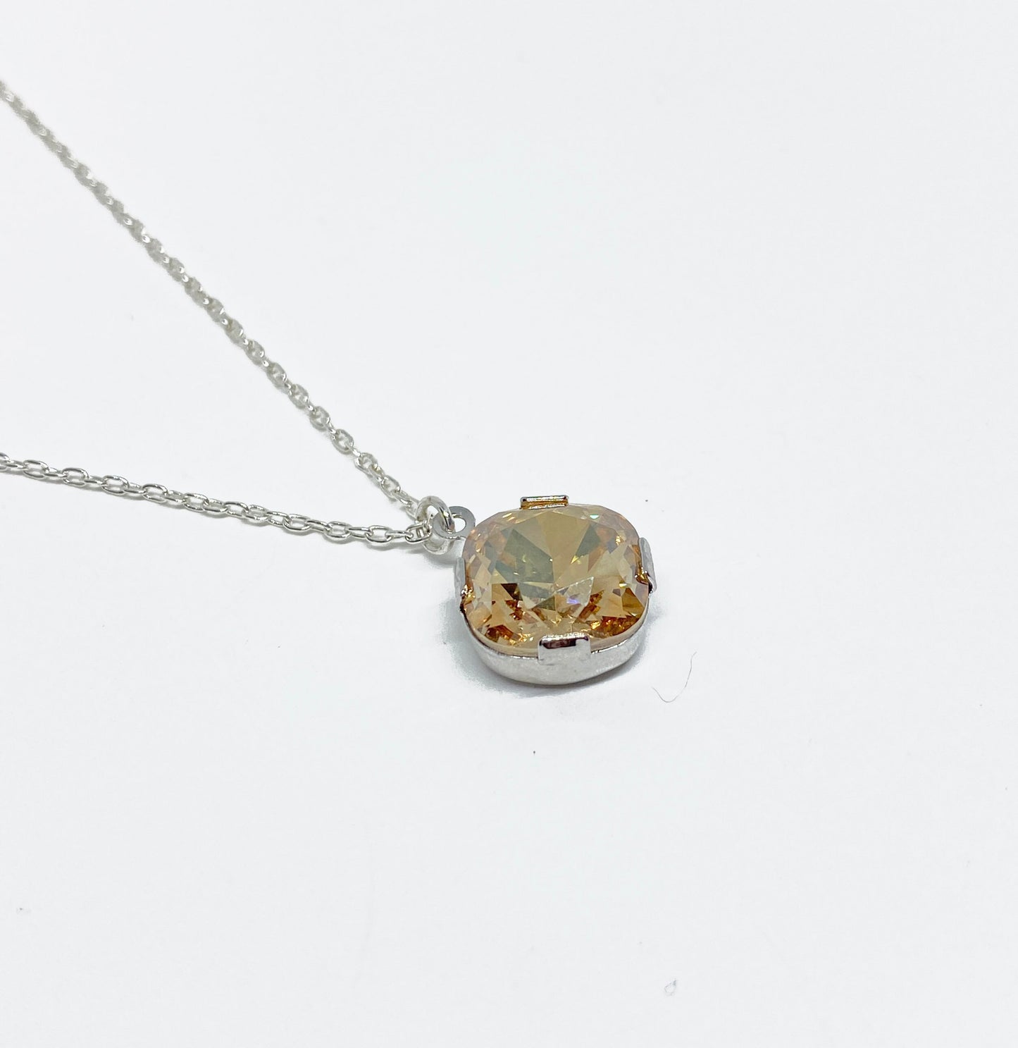Swarovski Crystal Drop Pendant Necklace in Silver and Crystal Golden Shadow