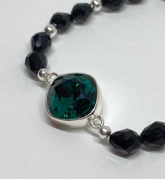Swarovski Crystal 12mm Cushion Crystal Bracelet in Emerald