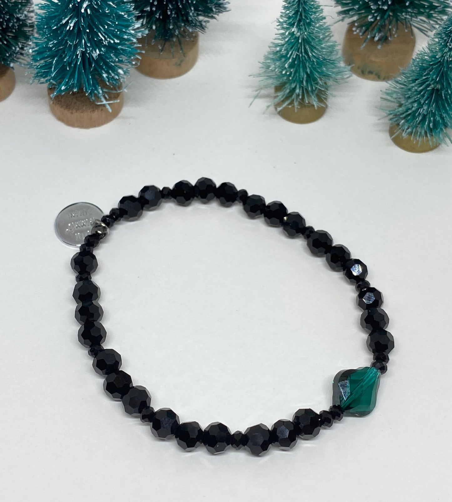 Swarovski Crystal Baroque in Emerald with Black Faceted Beads - Holiday Shimmer