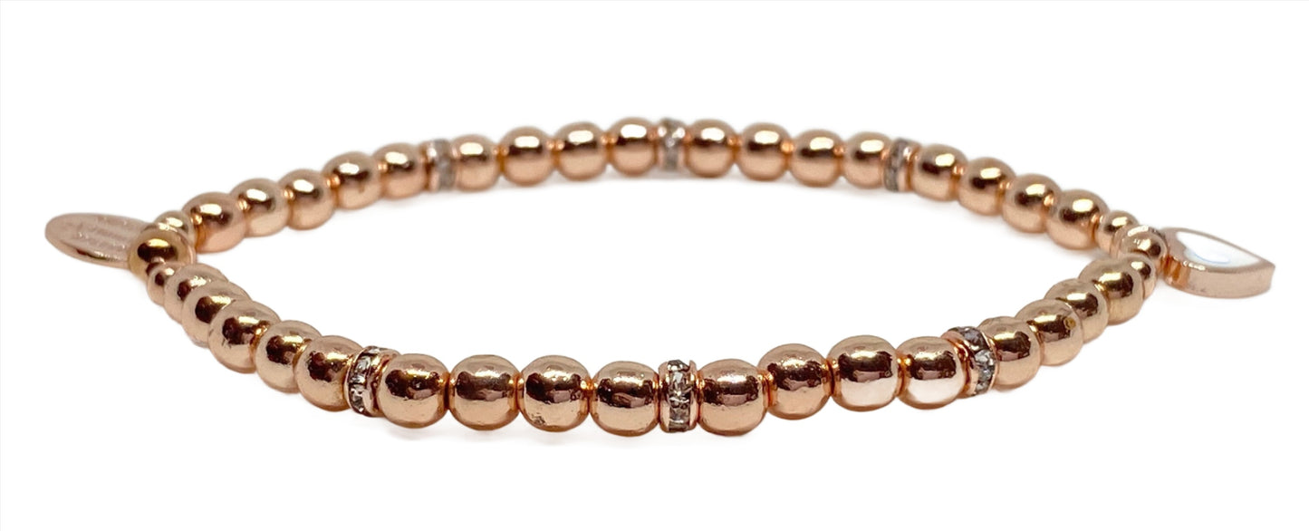 Rose Gold Bracelet with Evil Eye Heart Shaped Charm