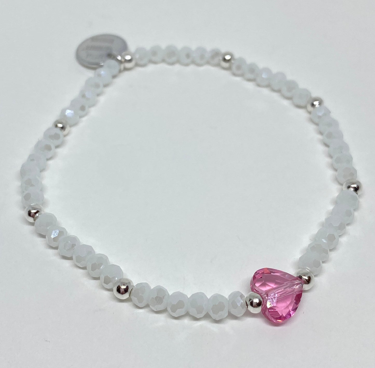 Swarovski Crystal Heart Love Bead Bracelet in Rose and White