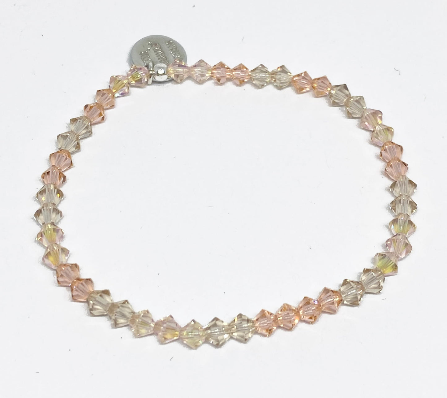 Swarovski Crystal Stretch Accent Bracelet in Peachy - with Light Peach, Light Silk, and Silk Shimmer 2x Swarovski Crystals