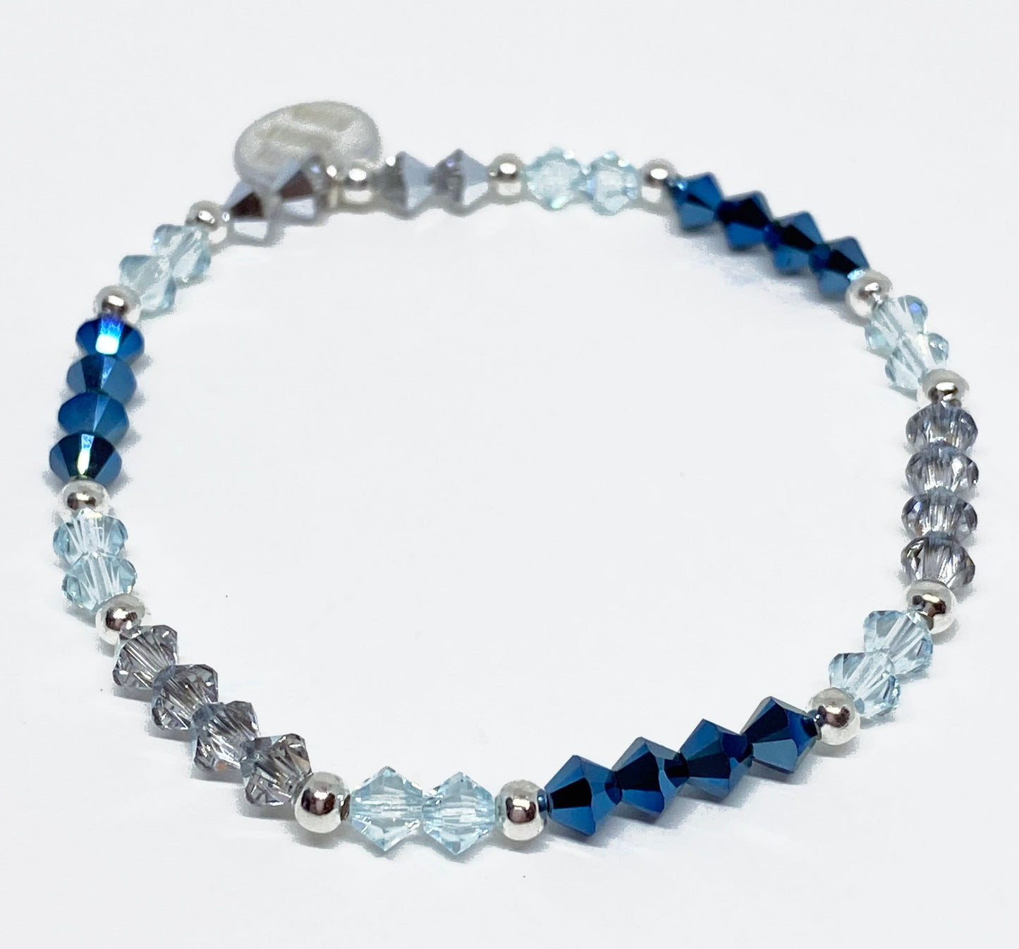 Swarovski Crystal Bracelet in Metallic Blue - with Light Azore and Comet Argent Silver Swarovski Crystals