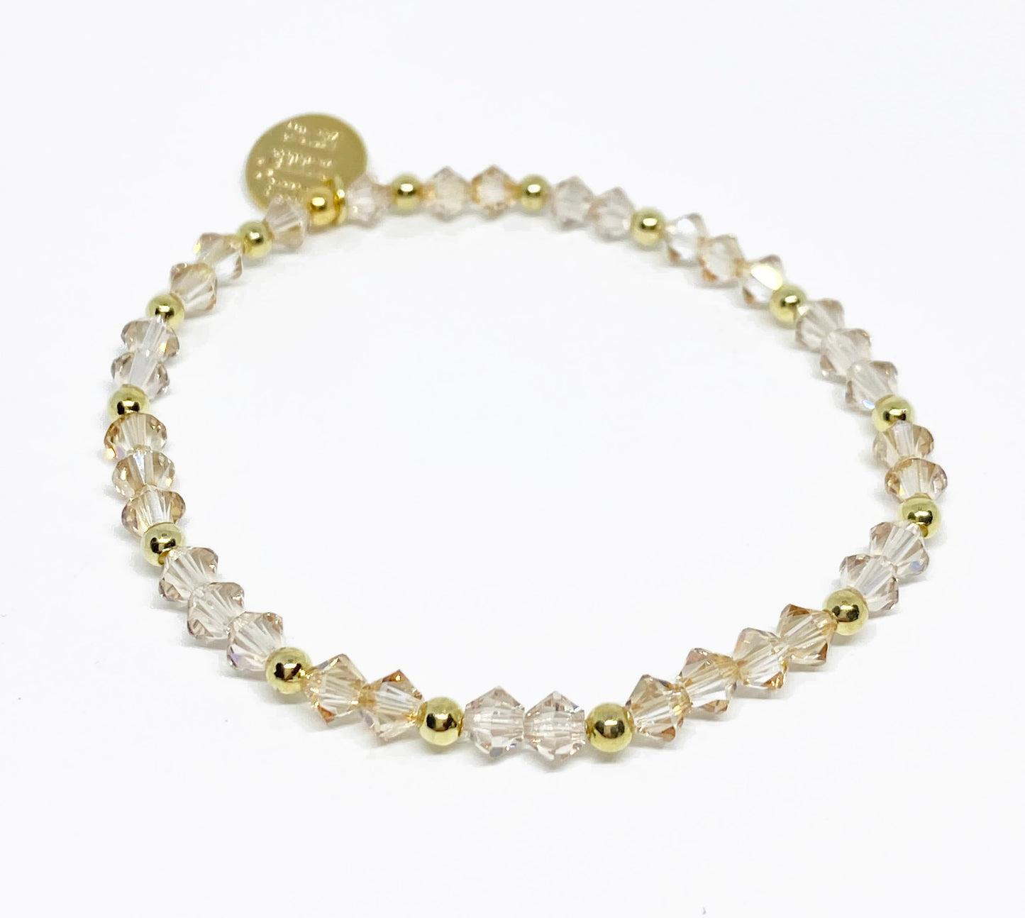 Swarovski Crystal Beaded Accent Bracelet in Light Golden - with Light Silk and Crystal Golden Shadow Swarovski Crystals