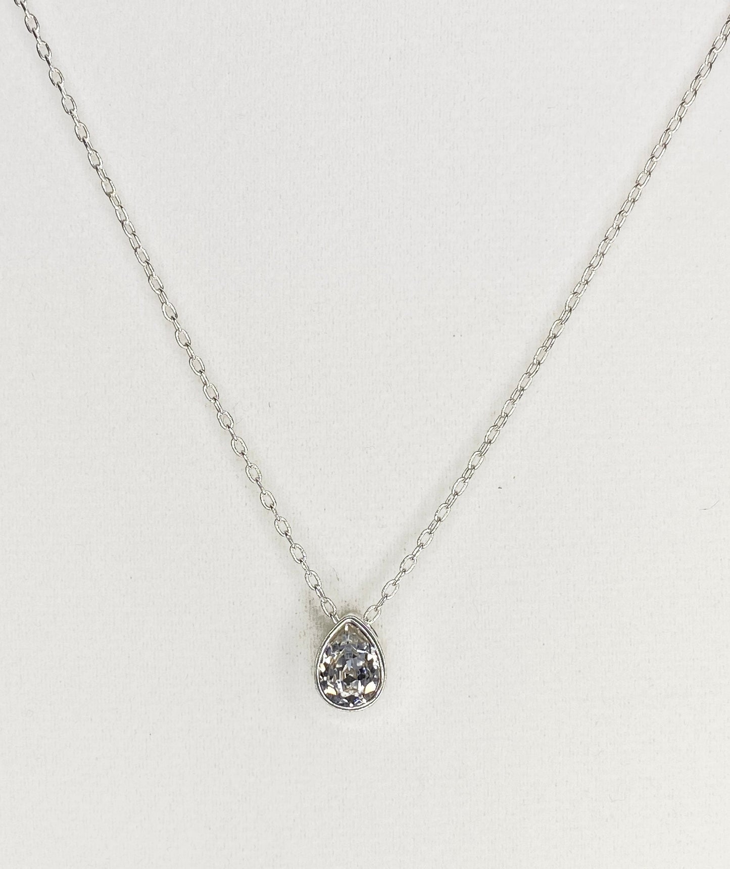 Swarovski Crystal Petite Teardrop Pendant Necklace in Crystal Clear and Silver