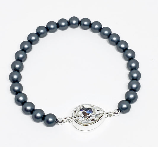 Swarovski Crystal Bracelet with 14x10mm Pear Shaped Cushion Crystal in Clear