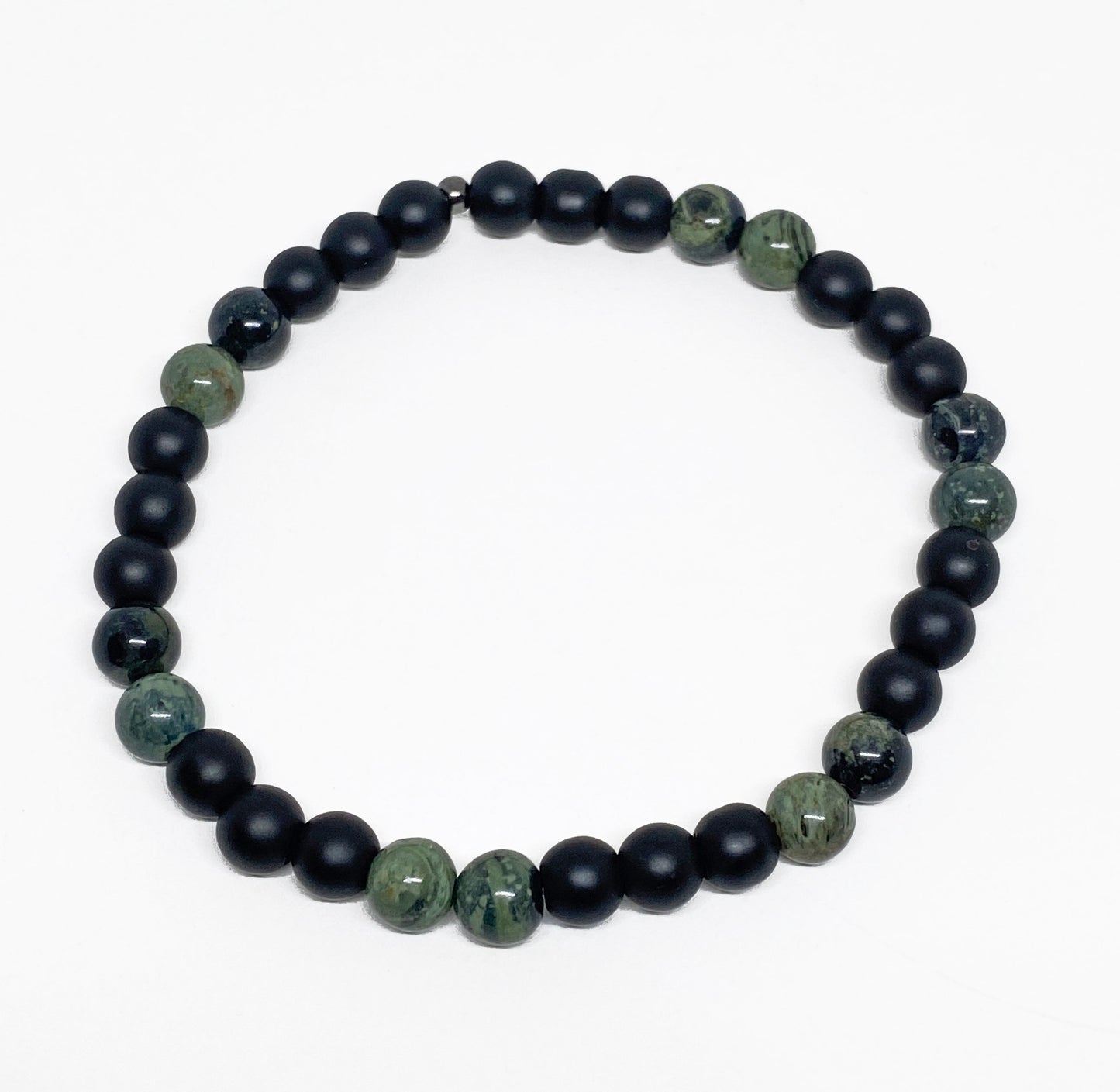 Mens Black Onyx and Kambaba Jasper Healing Gemstone Bracelet