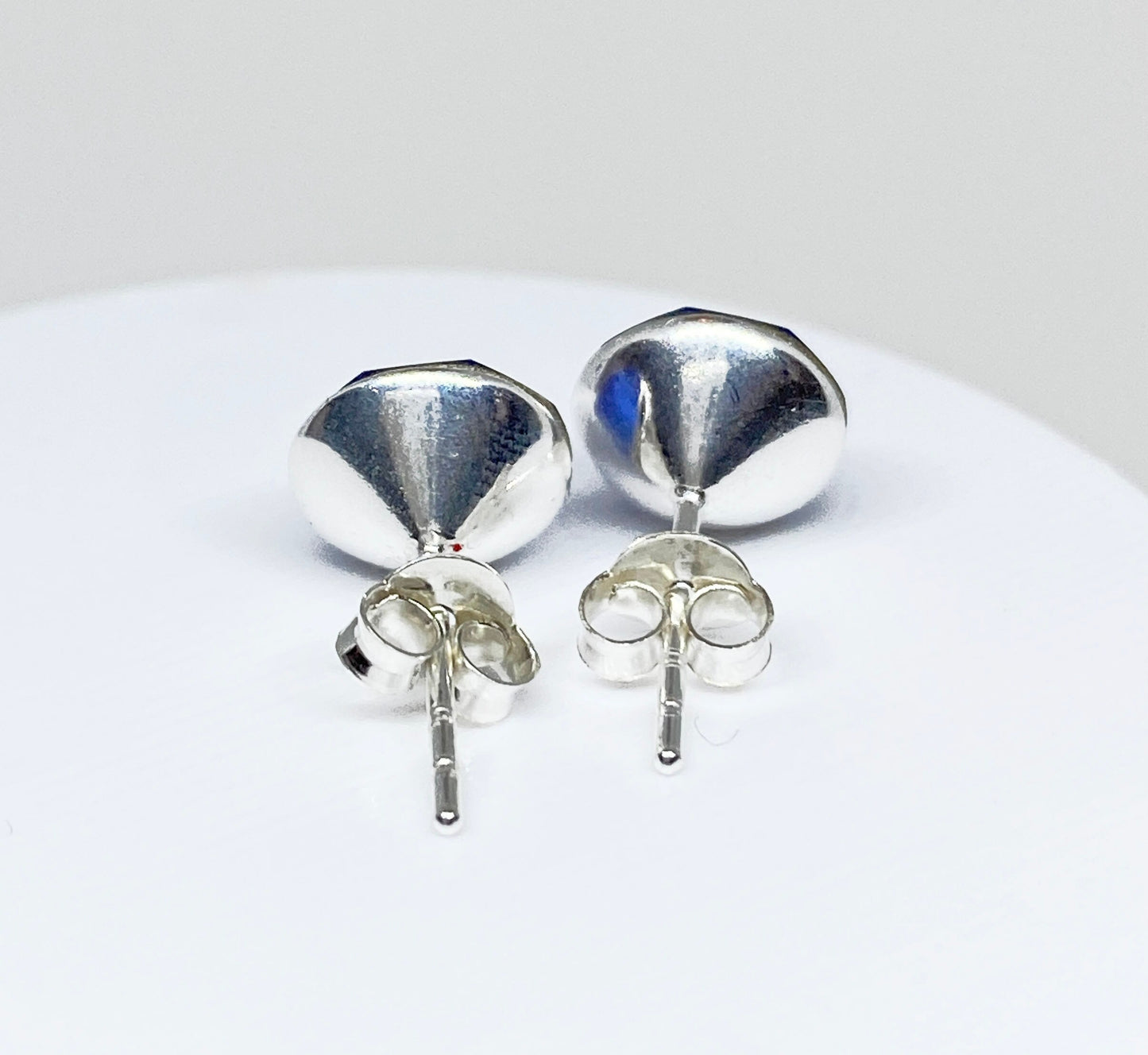 8mm Swarovski Crystal Stud Earrings in Sapphire, set in Sterling Silver