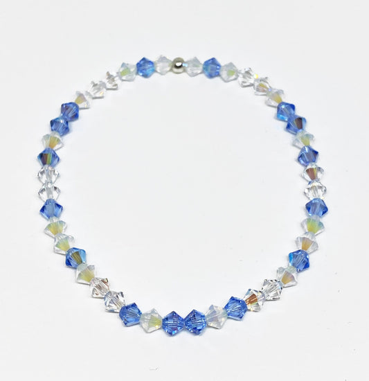 Swarovski Crystal Stretch Bracelet in Light Sapphire Shimmer, White Opal, and Crystal Shimmer