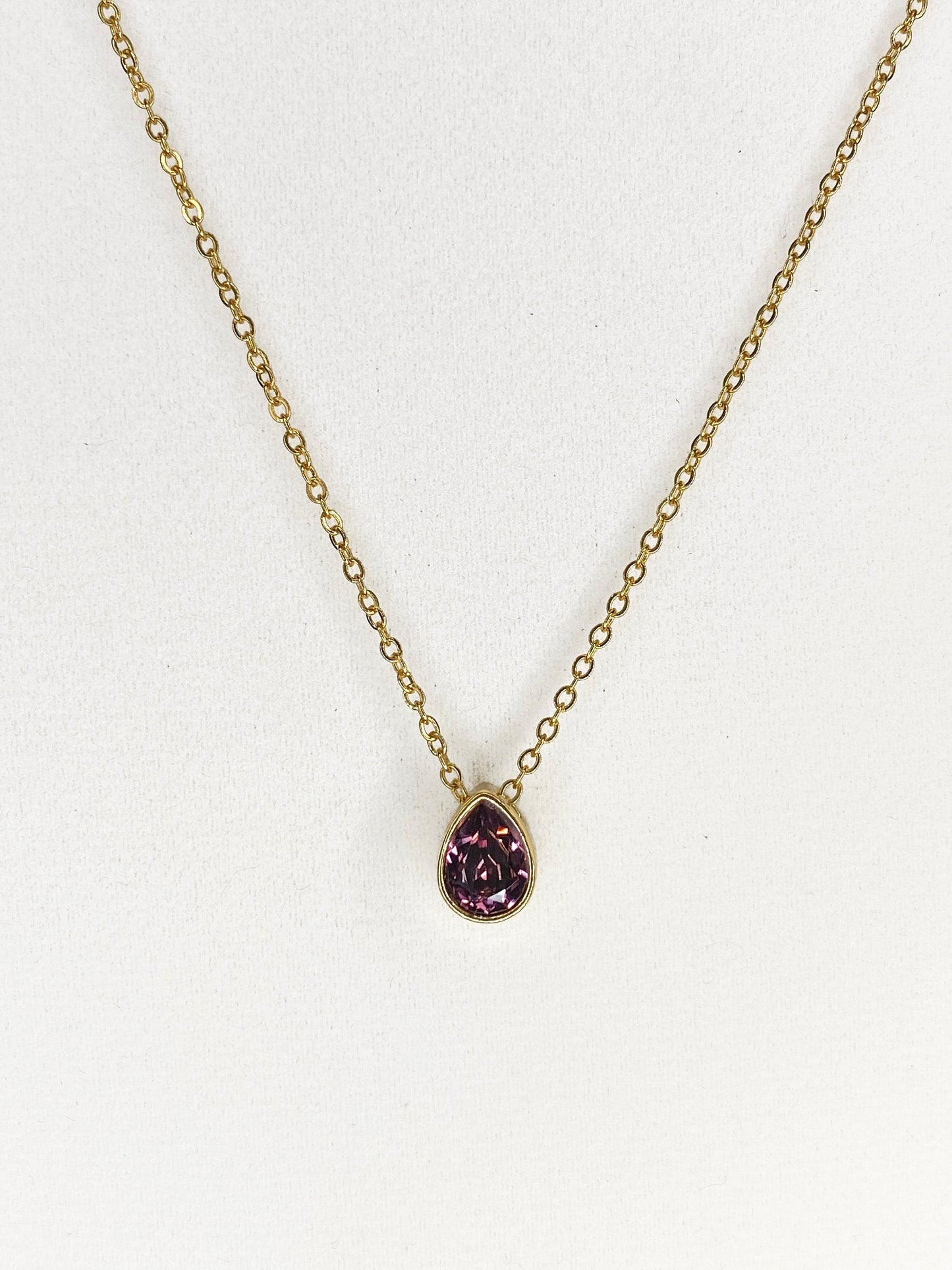Swarovski Crystal Petite Teardrop Pendant Necklace in Gold and Iris